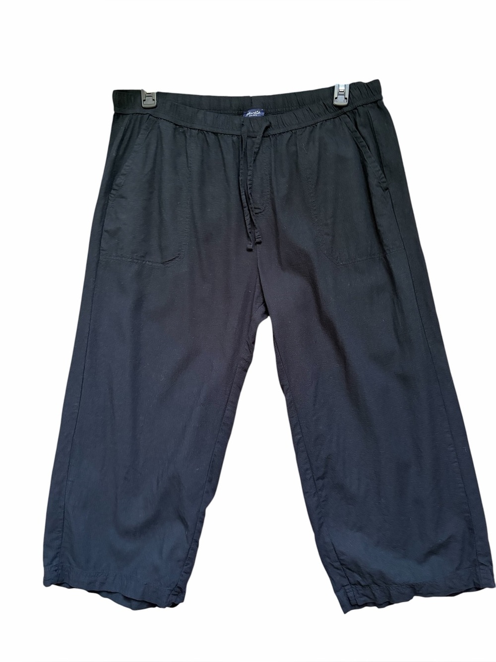 Splendid black high waist linen blend wide leg cropped pant
